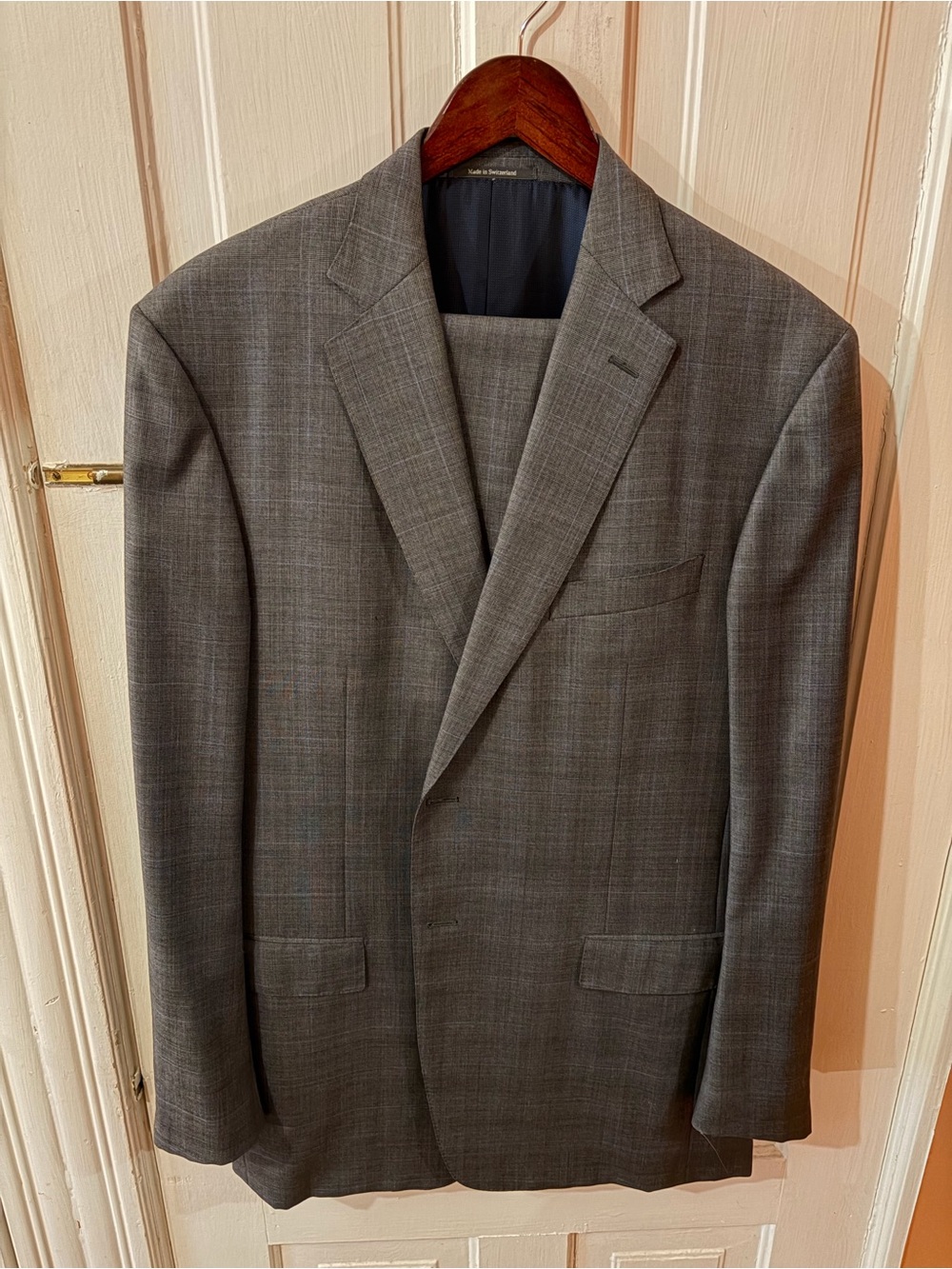 Ermenegildo Zegna Su Misura Grey Windowpane Suit Size 42L US/ 52L EU Pants 36x32